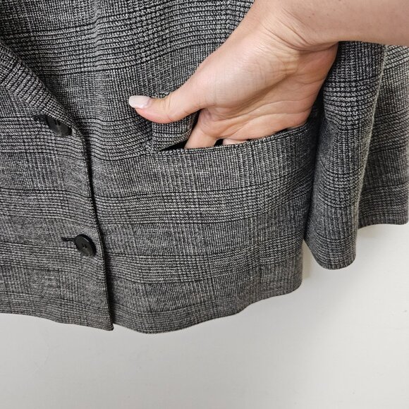 All Saints Helei Oversize Double Breasted Plaid Blazer Jacket Sz 10 Grey L - Picture 7 of 13